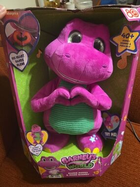 Fisher-Price Barney Plush - Bright Pink with Green Belly